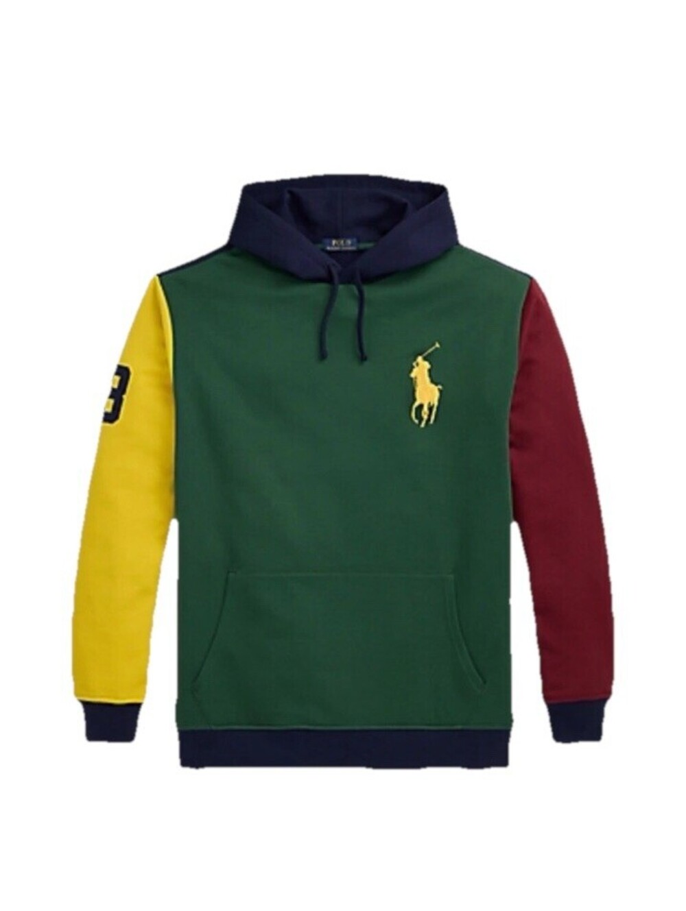 Polo Ralph Lauren Big Pony Color Block Hoodie Sweatshirt Big/Tall Mens 2XLT New